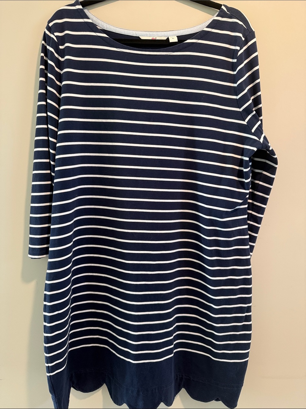 Vineyard Vines Navy and White Striped Long-Sleeve Dress